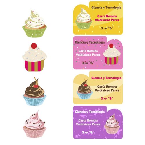 Etiquetas para cuaderno cupcakes