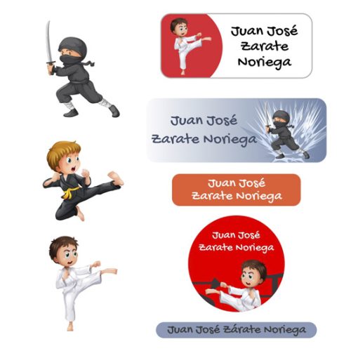 Etiquetas para útiles escolares y tapers Karate