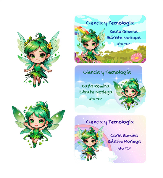 etiquetas para cuaderno Green Fairy