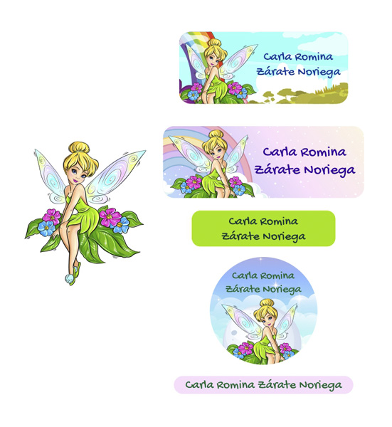 Etiquetas para útiles escolares y tapers green fairy