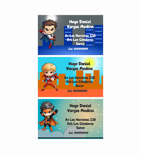 Tarjetas personalizadas – Boy Hero