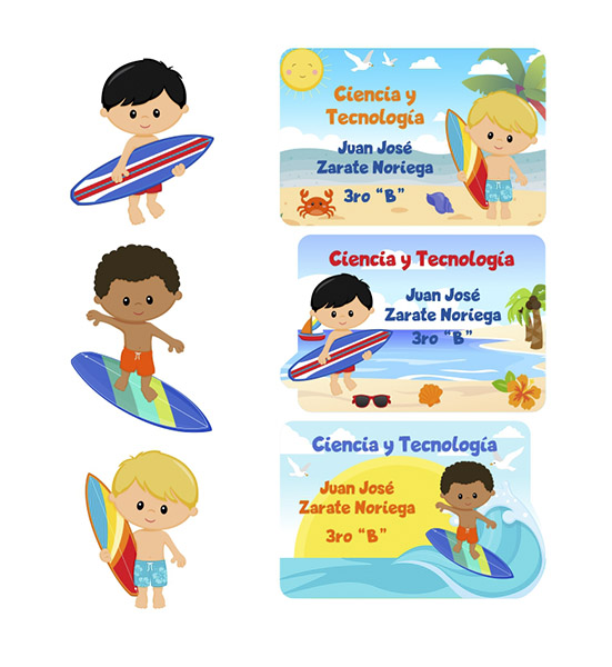 Etiquetas para cuaderno Surf