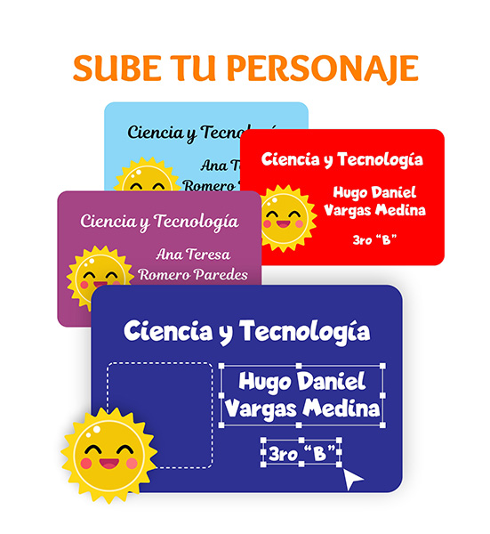 Etiquetas para Cuadernos Sube tu personaje