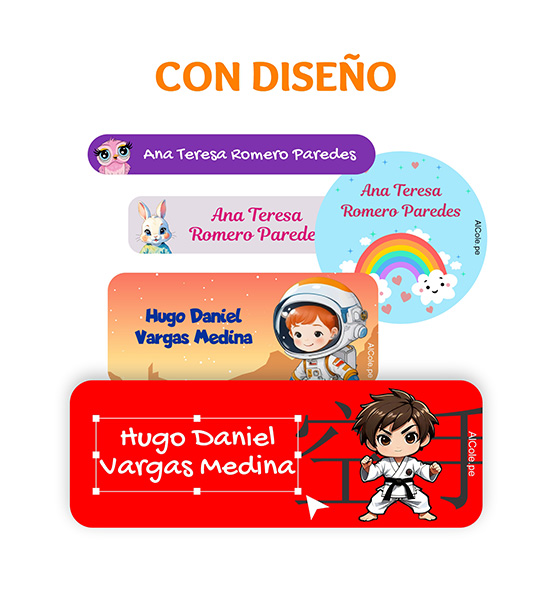 Etiquetas para Útiles escolares y tapers Con diseño