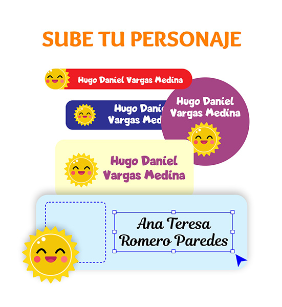 Etiquetas para Útiles escolares y tapers Sube tu personaje